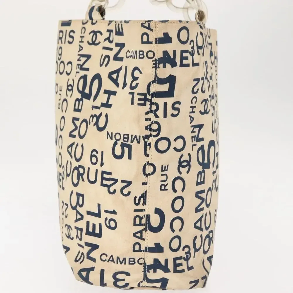 Chanel Canvas Bysy Line Tote Bag White
